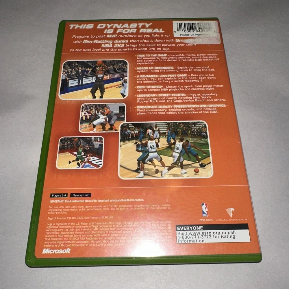 Sega NBA 2K2 (Microsoft Xbox, 2002) CIB COMPLETE W/ Manual Excellent Condition